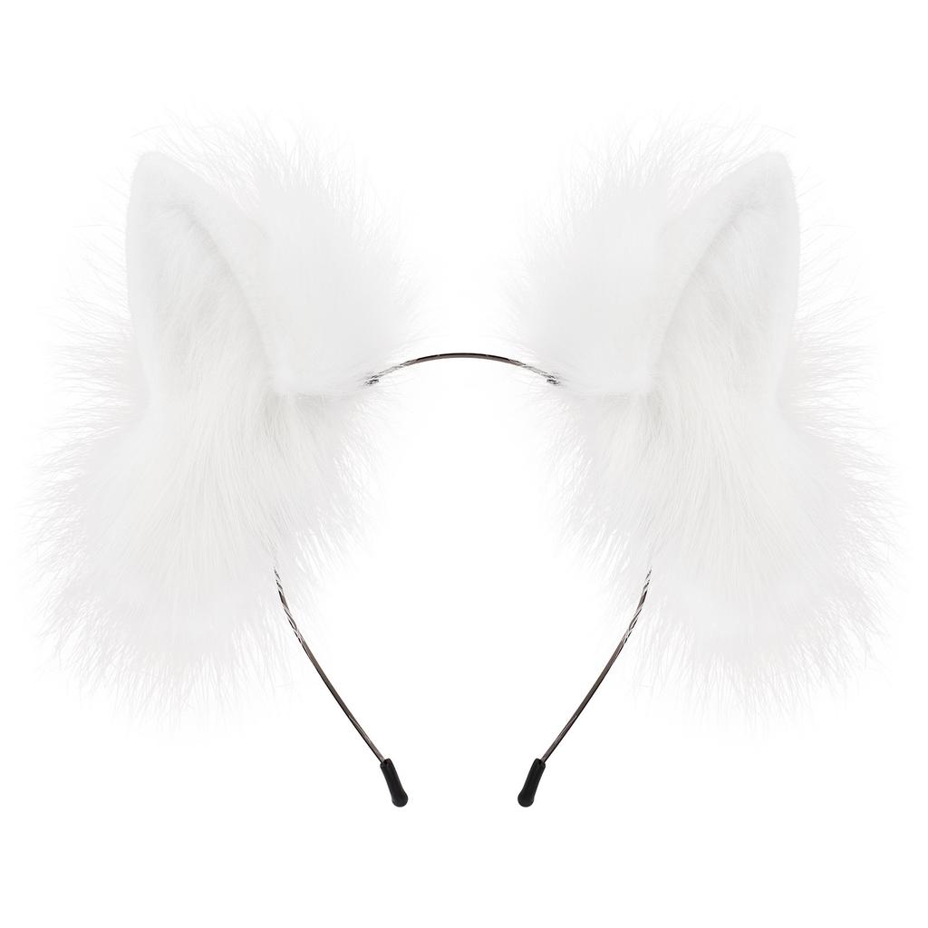 Handmade plush cute cat ears fox ears simulated animal ears headband Japanese solid color Lolita headband hair accessories