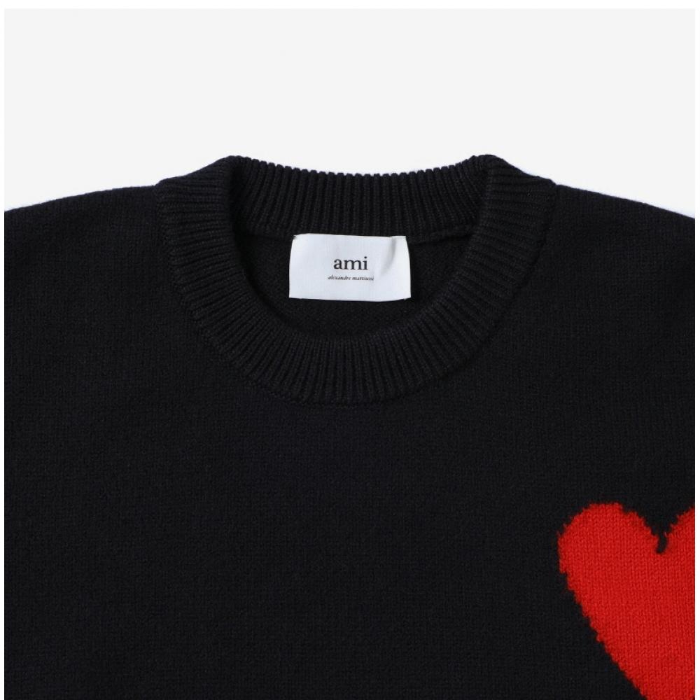 Ami Bfuks006 018 009 Ami De Coeur Big Heart Logo Intarsia Public Knit