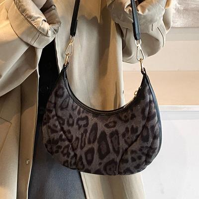 Casual Women'S Bag Fashionable Personalized Leopard Print Underarm Bag Fashionable Simple Shoulder Crossbody Moon Bag