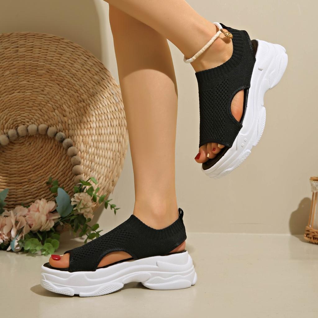 Fashion Plus Size 35-42 Fashion Women Platform Zapatos De Verano Mujer 2025 Designer Sandalias Mesh Hollow Summer New Sport Sandals