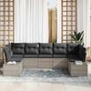 7 Piece Garden Sofa Set with Cushions Light Grey Poly Rattan