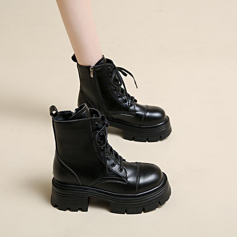Thick-heeled Martin boots for women 2025 popular autumn and winter versatile thick-soled single boots, small people increase height and look thin, sh