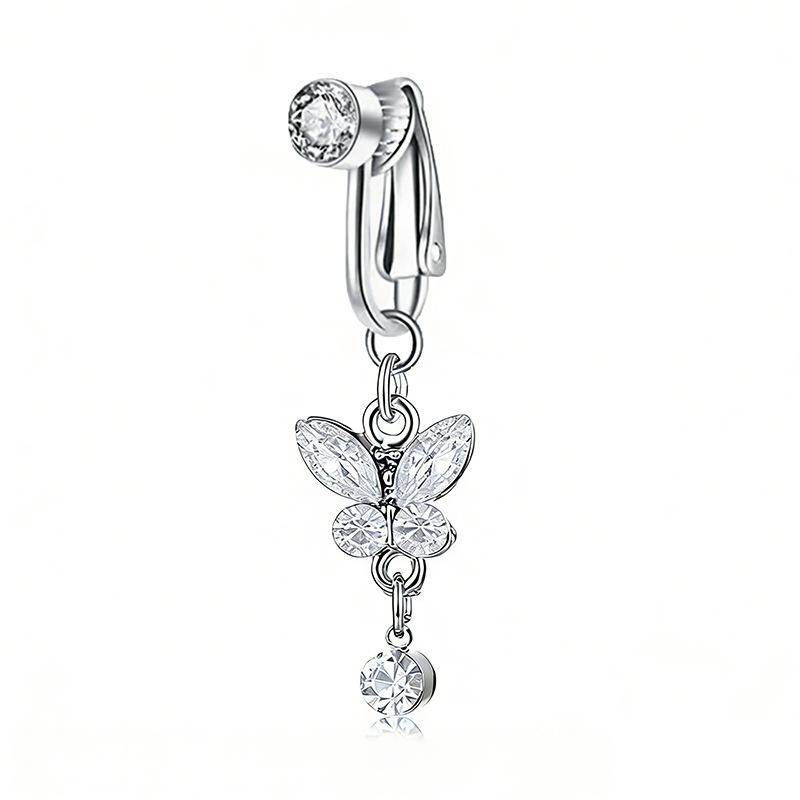 Fashion Butterfly Pentagram Non Perforated Navel Clip On Umbilical Navel Fake Pircing Zircon Cartilage Clip On Body Jewelry