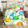 Kawaii Rabbit Duvet Cover Cute Pet Animal Comforter Cover Boho Floral Easter Eggs Bedding Set Happy Easter Gifts for Girls Teens