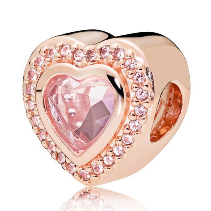 New Authentic Copper Rose Gold Lock An Arrow Through The Heart Charm Suitable For Authentic Wrist Bracelet Accessories Women Jewelry