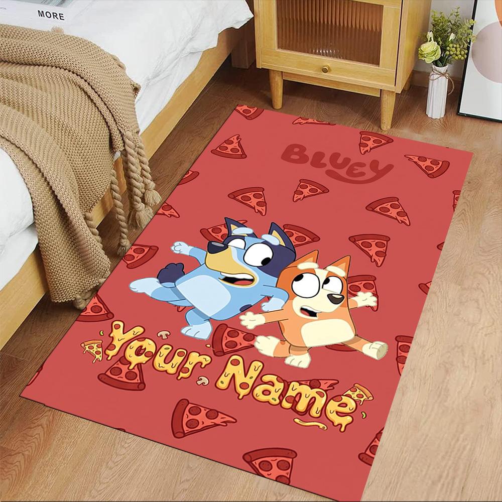 Bluey Personalized Name Floor Rug Office Rug Design for Balcony Study room Entryway Bedrooms Antislip Carpet Decorate Offices