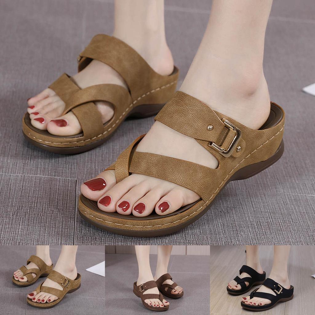 Streetwear Sandals Women'S Summer Fashion Casual Wedge Toe Floor Empty Dress Sandal On The Beach To Wear Flip Flops Chalas Mujer