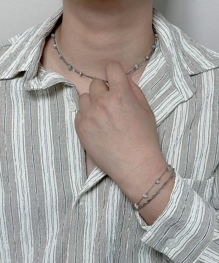 Monoflux Drift Stone Wave Double Chain Bracelet