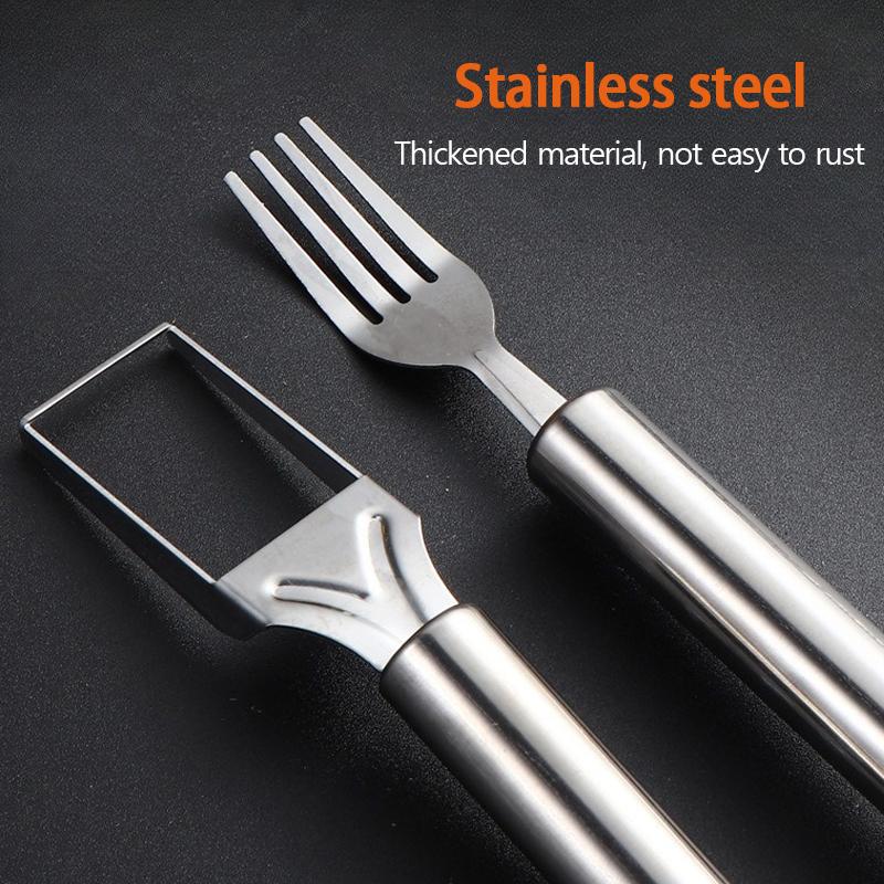 2 in 1 Watermelon Fork Slicer Multi-purpose Watermelon Slicer Cutter Knife Stainless Steel Kitchen Fruit Divider Cutting Fork