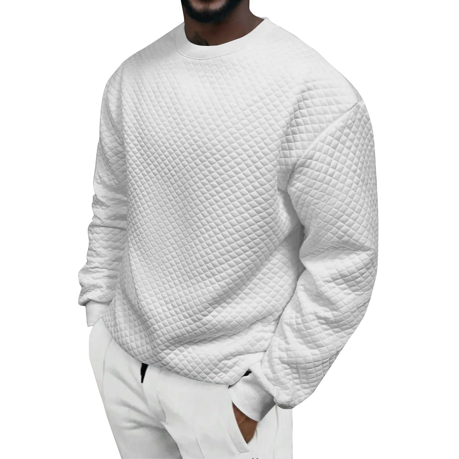 

Мужской однотонный топ с маленьким квадратным вырезом под горло и длинными рукавами, мужской повседневный модный топ XL белый