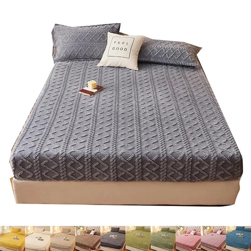 150x200/180x200/200x220cm Koralový Samet Prostěradlo Přehoz Mléčný Samet Ochranný Potah Matrace Zimní Plyšový Izolační Přehoz