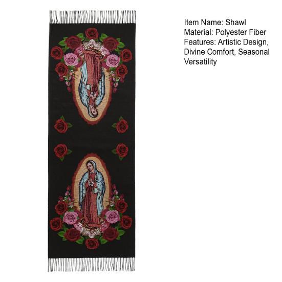 Jungfrau Maria Schal Stola Weicher Kaschmir Warmer Wickel Quasten Schals Winter Leichte Decke Vielseitiges Religiöses Accessoire