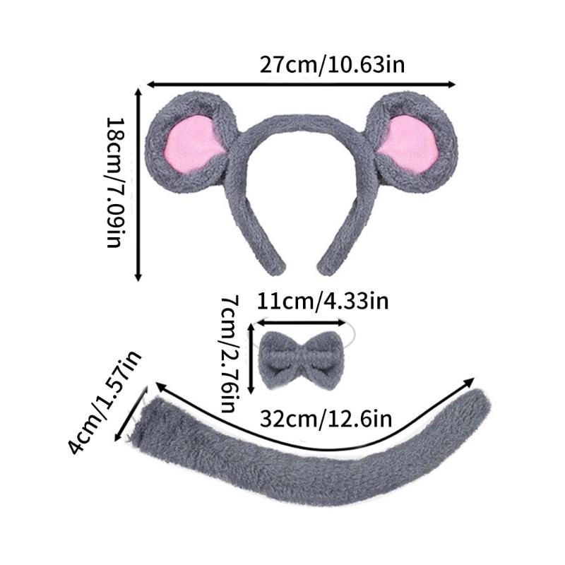 Maus Kostüm Zubehör Maus Ohren Stirnband Schwanz Blindenstock für Halloween Cosplay Party Verkleidung Tierkostüme