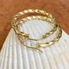Huitan Gold Color Big Twist Shaped Hoop Earrings Women Luxury Bridal Wedding Earrings Temperament Accessories New Trendy