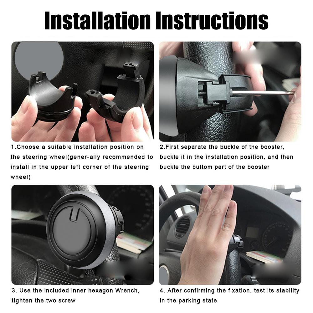 Metal Bearing Power Handle 360 Degree Rotation Turning Steering Wheel Booster Ball Shaped Spinner Knob Black