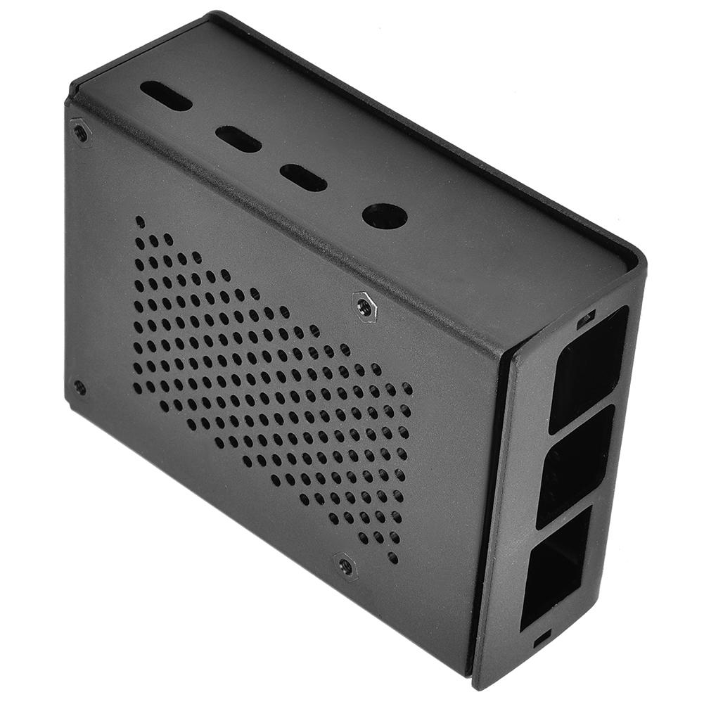 For 4 Model B Black Aluminum Case Box Enclosure with Heatsink Bracket (Black)