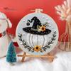 Halloween Embroidery Kit DIY Cross Stitch Kit with Embroidery Hoop Hand Embroidery Starter Handmade Gnome Crafts for Beginners Adults