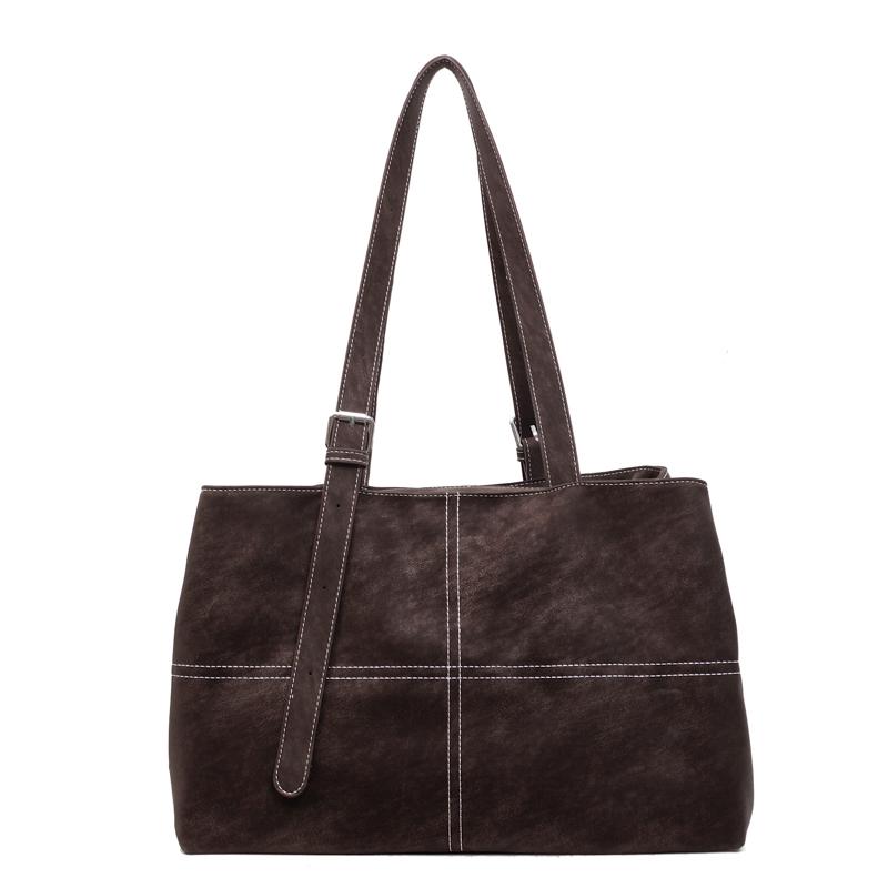 Vintage Suede Tote Bag for Women Large Capacity Casual Shoulder Bag Retro Cross Quilting Soft Hobo Handbag for Daily Commute Work Shopping Travel