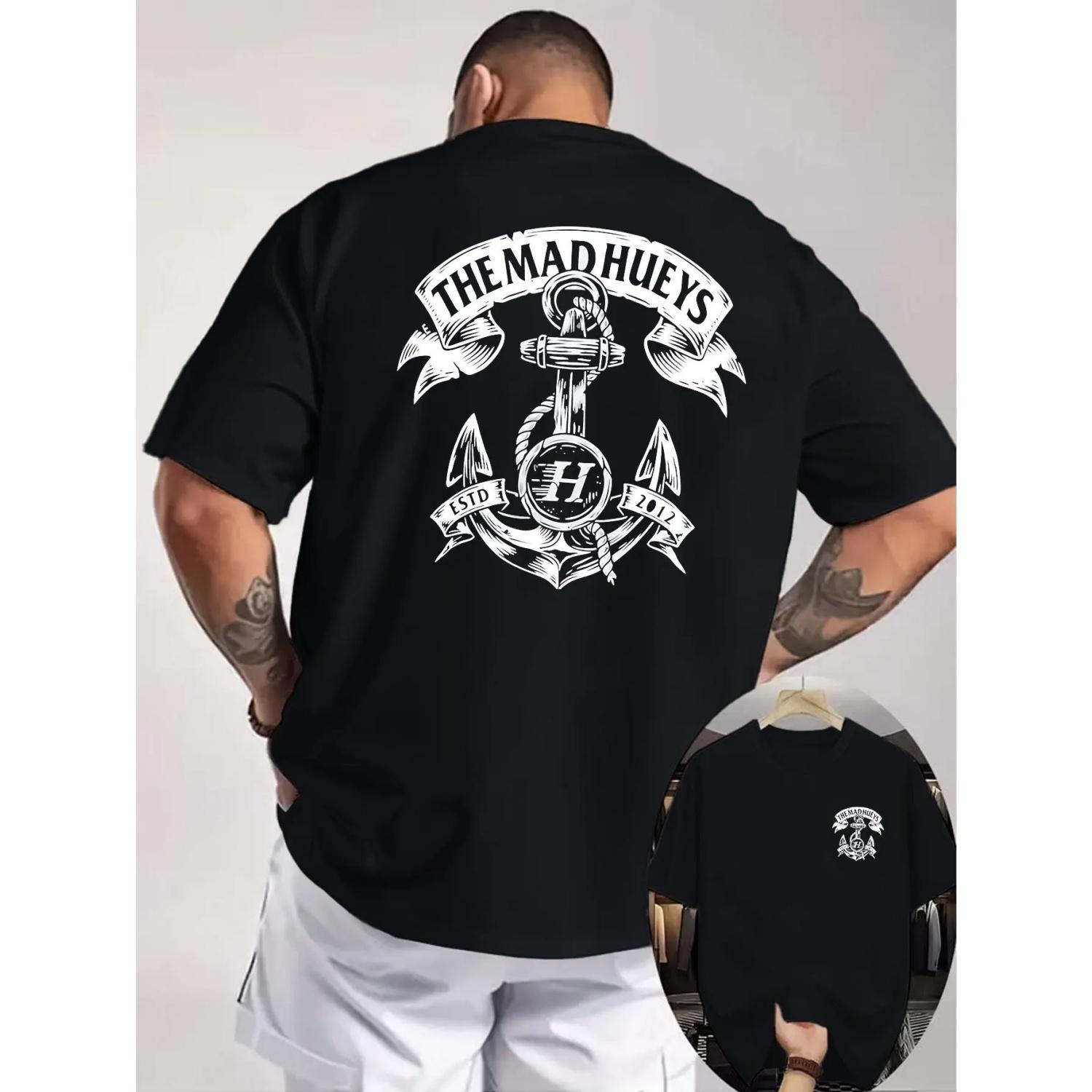 THE MADHUEYS Ship Anchor Double Sided Printed Men s T-shirt, American Retro Elements, Sailing Enthusiasts S чёрный