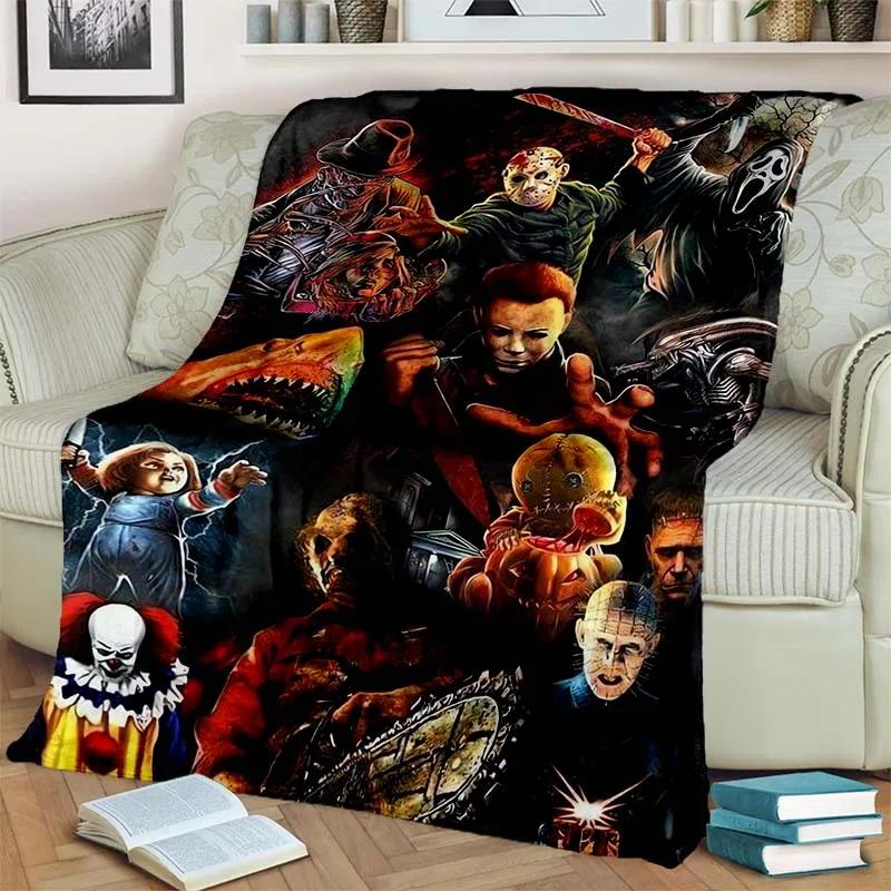 HD Horror Movie Game Halloween Gift Blanket Michael Myers Sofa Bed Decor Warm Flannel for Outdoor Picnic Car