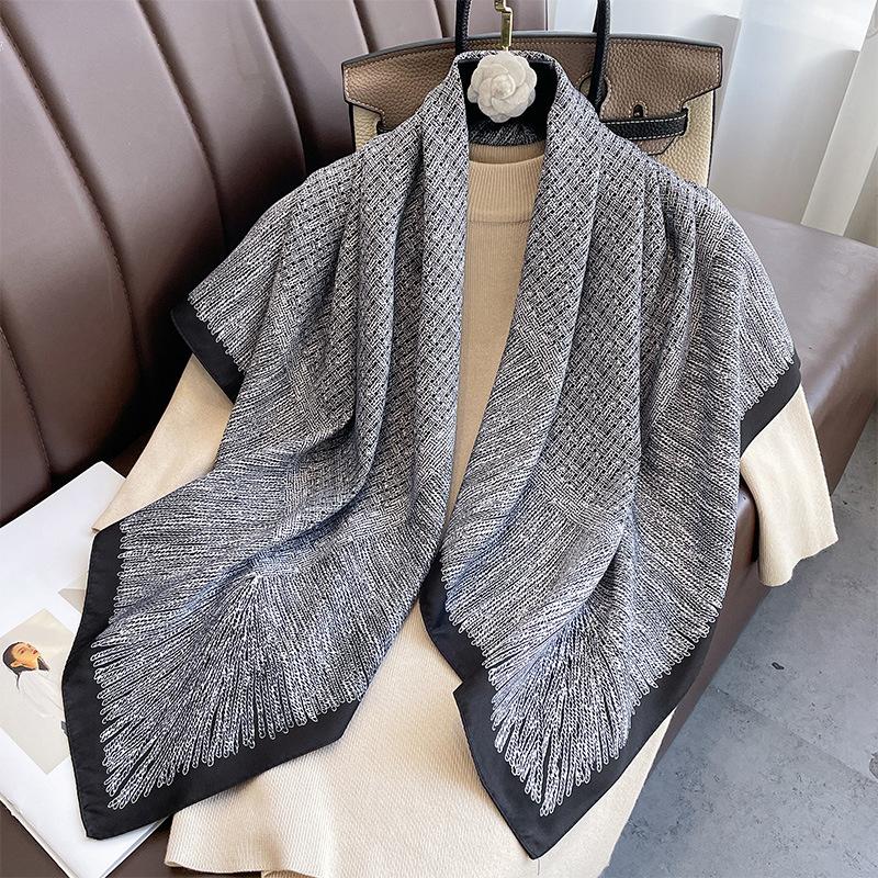 

Design Luxury Print Twill Silk Square Scarf for Women Headband Shawl Fashion Wraps Hijab Neckerchief Headscarf Foulard Bandana One Size