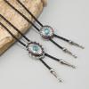 Bohemian Turquoise Flower Pendant Bolo Tie Necklace