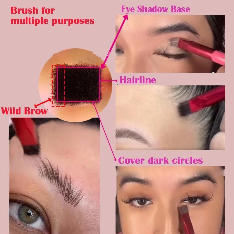 Wild Eyebrow Brush Pennello per sopracciglia multifunzione Pennello per trucco per sopracciglia finte Pennelli per trucco quadrati