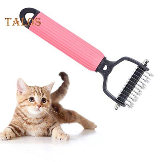 Pet Detangling Comb Handheld Undercoat Rake for Dogs Cats Double-Sided Stainless Steel Teeth Deshedding Grooming Brush for Thinning Shedding