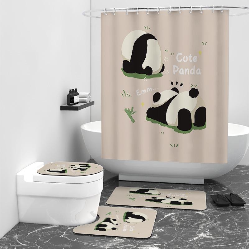 Cartoon Panda Digital Printing Shower Curtain Shower Room Bath Partition Curtain Tarpaulin