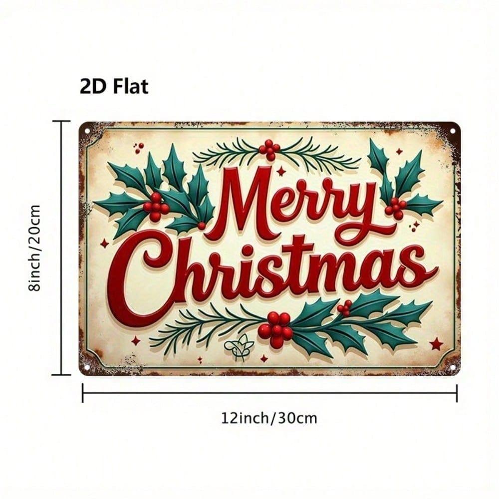 1PC Vintage Rustic Metal Sign 8x12 Inch Cozy Holiday Wall Plaque Indoor Christmas Decoration
