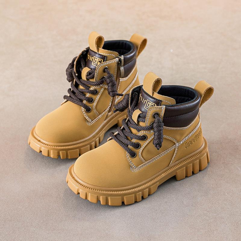 Children's Fashion Yellow Boots Boys Catwalk Short Boots Warm Cotton Boots