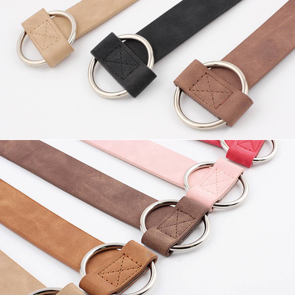 New High quality ladies fashion needle-free metal round buckle belt jeans