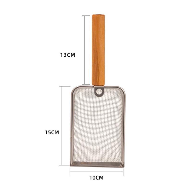 Cat Litter Shovel Stainless Steel Wooden Handle Easy To Rust Washable Kitten Litter Scoop Cats Toilet Cleaning Shovel Tool
