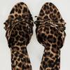 2026 Nuove Scarpe da Donna Europee e Americane di Alta Qualità Nodo a Fiocco Stampa Leopardo Tacchi Alti Ciabatte Ciabatte da Donna