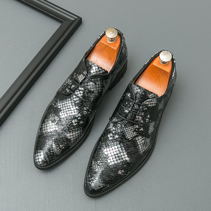 

Новый тренд Кожаные оксфорды для мужчин Деловой кэжуал Офисная обувь Классическая остроносая мужская формальная обувь Дерби 38 чёрный