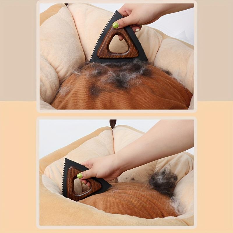 Wood Pet Hair Remover Brush with Handle , Portable Hard Bristle Lint Shaver for Dogs , Cats, Furniture, Bedding , Clothing , Durable Wood