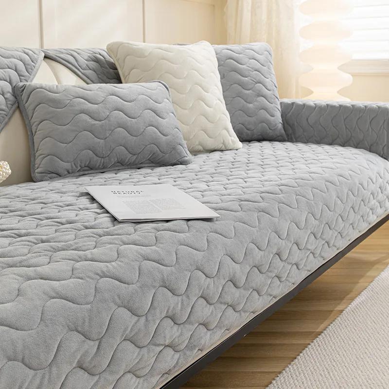 Роскошные короткие плюшевые нескользящие чехлы для диванов — фото 8