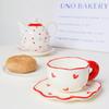 Cute Hand-Painted Ceramic Heart Coffee & Tea Cup Set
