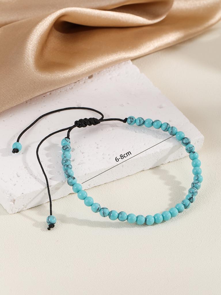 4mm Mini Energy Gemstone Bracelets Natural Stone Beaded Strand Light blue turquoise Bracelet
