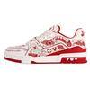 Trainer Leather Low Top Skateboard Shoes Unisex White Red Graffiti 1ACELF