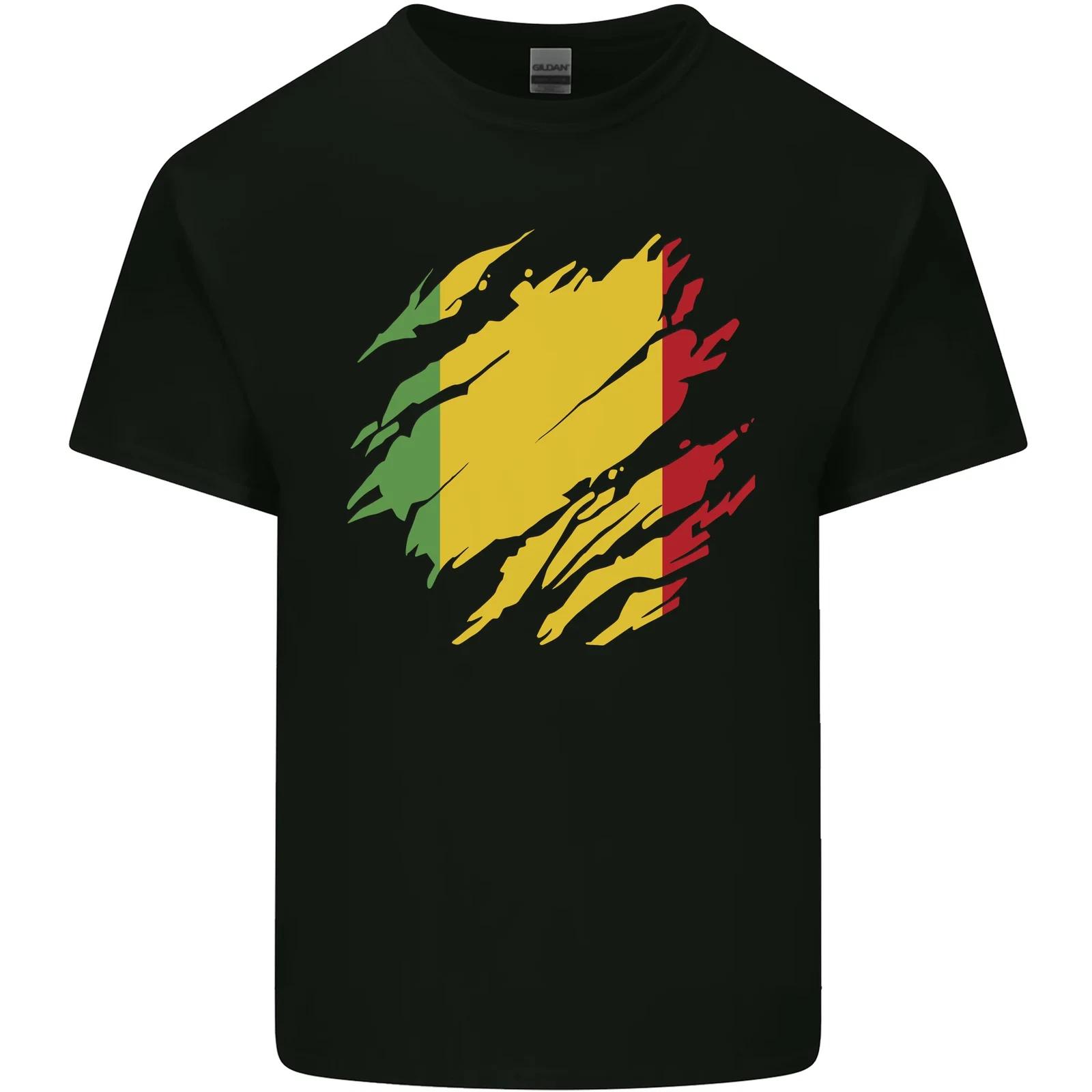 Torn Mali Flag Malian Day Football Kids T-Shirt Childrens M