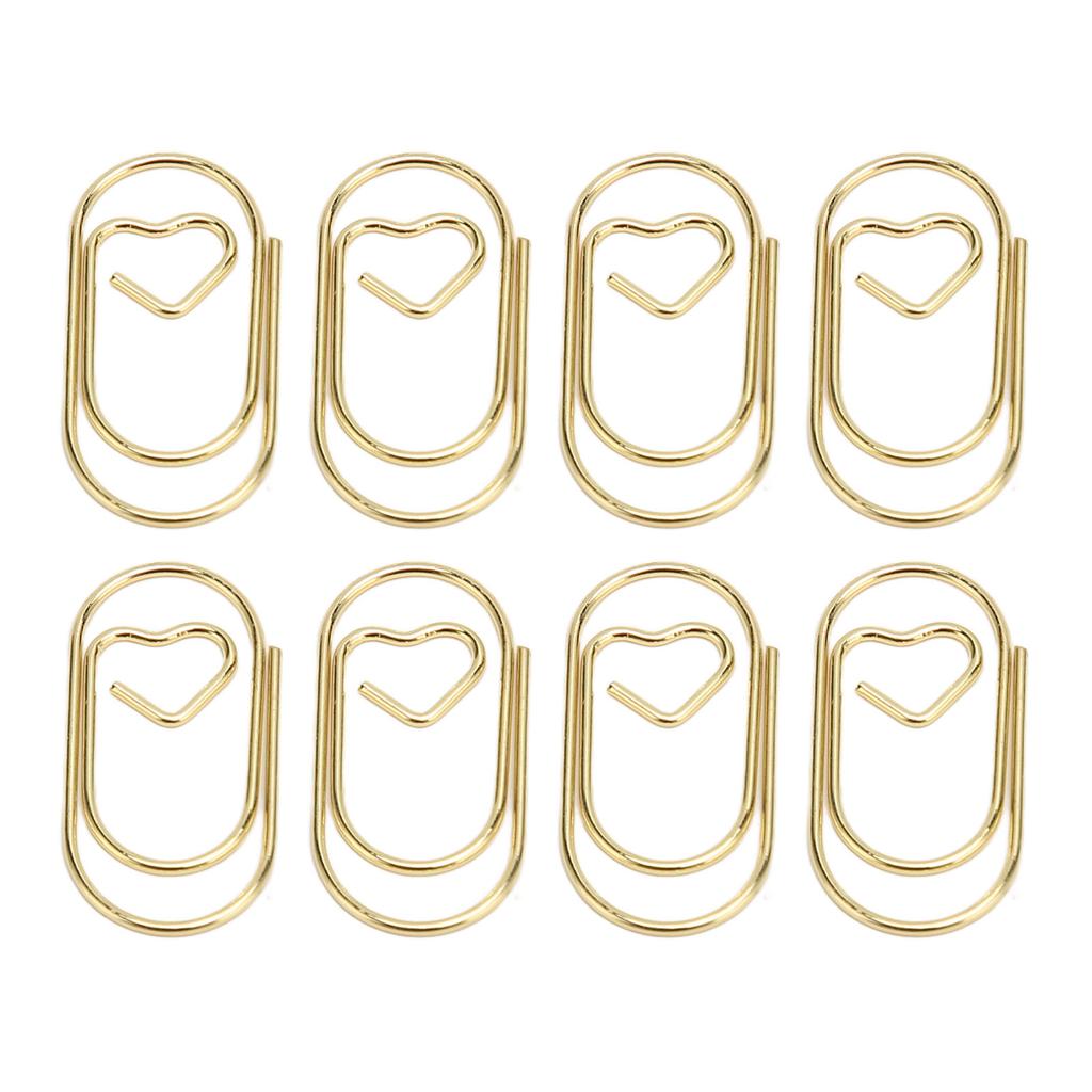 100 Stück Büroklammern Tragbar Herzform Rostfrei Galvanisiertes Metall Büroklammern Bürobedarf Gold