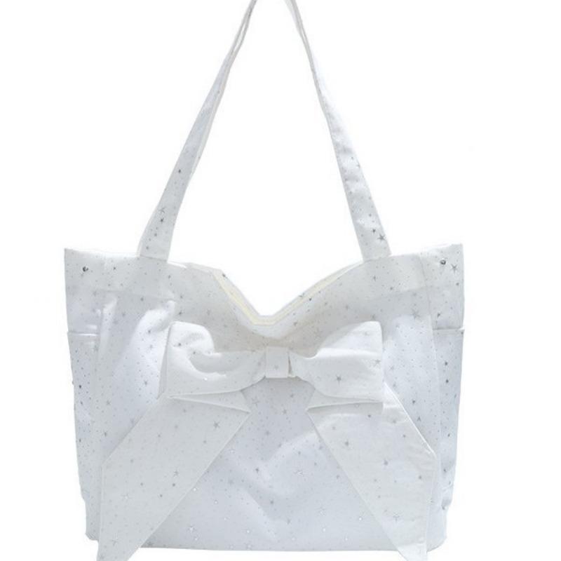 Bow Canvas Bag New Large Capacity Solid Color Shoulder Bag Fashion Commuter Casual Tote Bag Women
