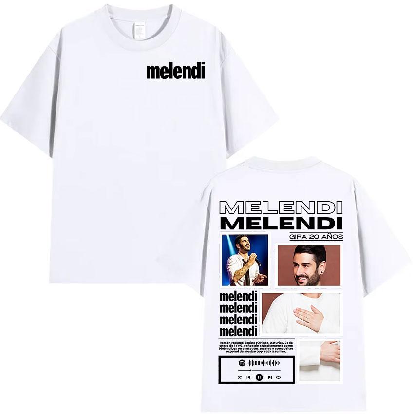Rappeur Melendi Tournée 2025 Album Merch T-shirts Homme Vintage Coton Surdimensionné T-shirt Y2K Décontracté Haute Qualité Manches Courtes T-shirt