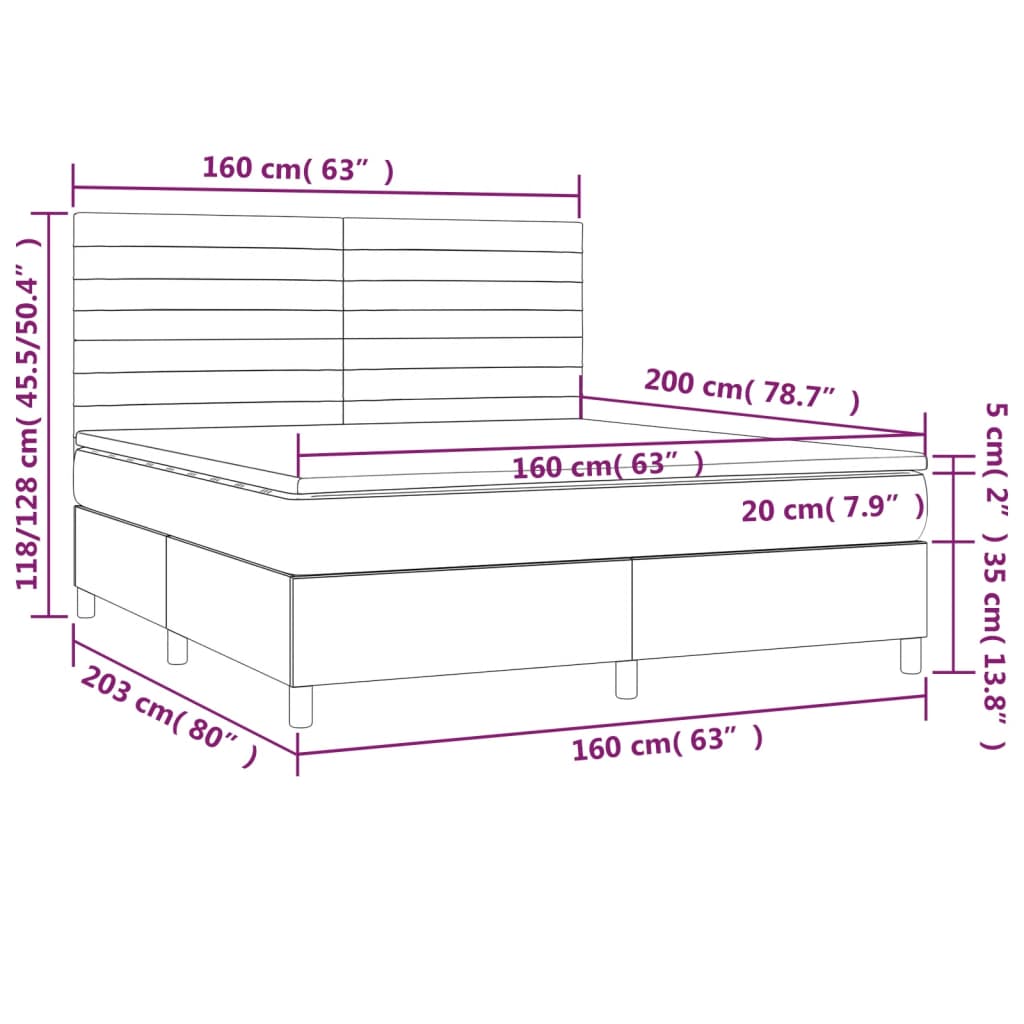 Box Spring Bed with Mattress Black 160 x 200 cm Velvet