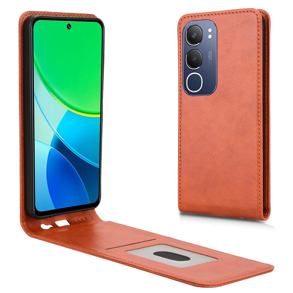 For Vivo Y19s 4G/Y29 5G Case with Card Slot Magnetic Vertical Flip Leather Phone Cover