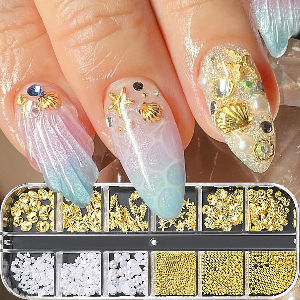 3D Ocean Style Nail Art Accessories: Seahorse, Octopus, and Seashell Metal Rivets for Nail and Phone Case Decoration