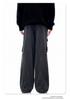 11KN Unisex Retro Wide Leg Work Pants with 3D Pockets - Pleated, Loose, Slimming, Casual, Long Fit
