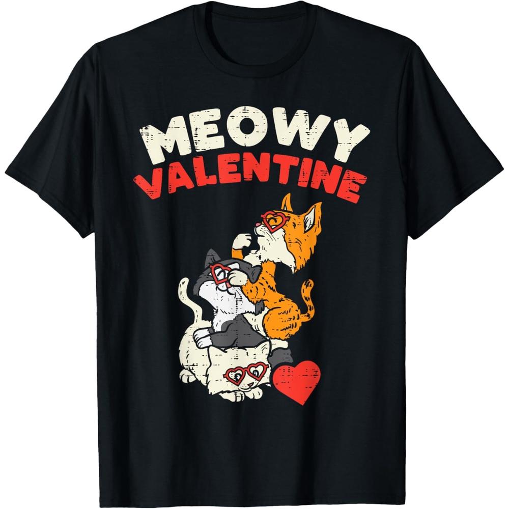 Valentine Cats Cute Kitten Cat Valentines Day Women T-Shirt XXL чёрный