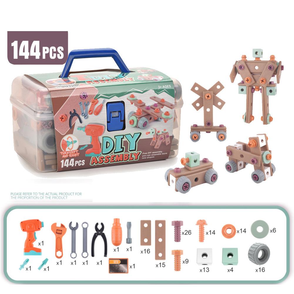 Kids Tool Set 120PCS/144PCS Toddler Tool Set With Electronic Toy Drill & Hand Tool Pretend Play Toy Gifts For Boys Girls